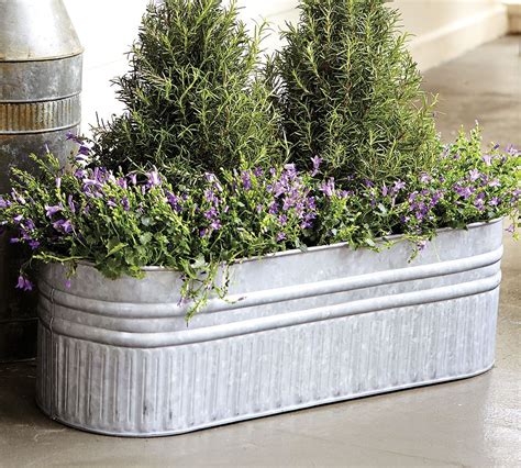 large galvanized steel planter box